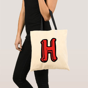 Bold Red Letter H Fun Alphabet Tote Bag