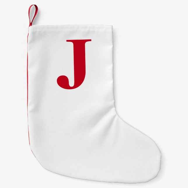 Bold Red Letter or Initial Small Christmas Stocking (Front)