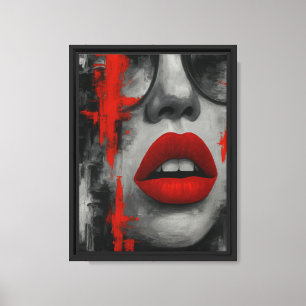 Bold Red Lips Abstract Canvas Art Print