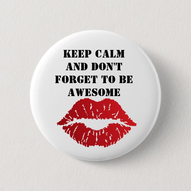 Bold Red Lips Aesthetic 2 Inch Round Button (Front)
