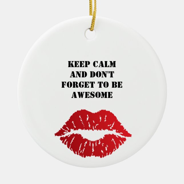 Bold Red Lips Aesthetic Ceramic Ornament (Front)