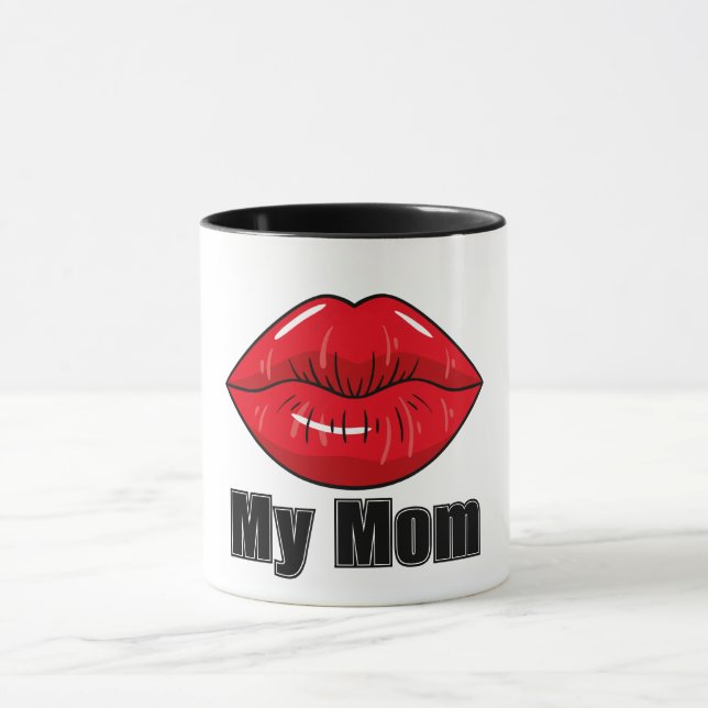 Bold Red Lips "My Mom" Mug – Fun & Stylish Gift (Center)