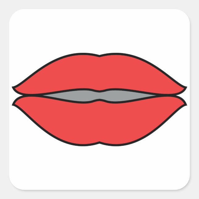 Bold Red Lips Pop Art Square Sticker (Front)
