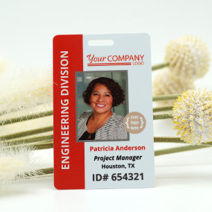 Bold Red Logo Entry Employee Photo ID Badge