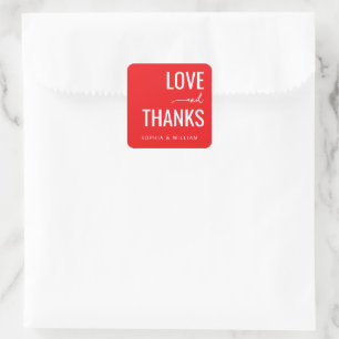 Bold Red Love Thanks Square Sticker