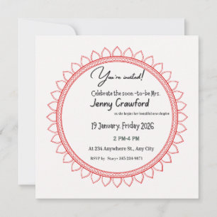 Bold Red Mandala Bridal Shower Invitation   Elegan