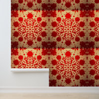 Bold Red Mandala on Golden Background