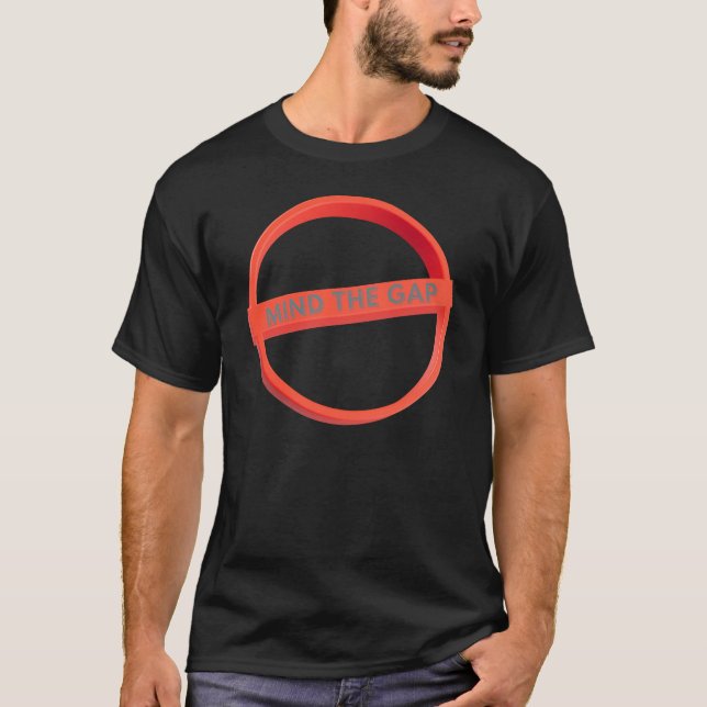 Bold Red “Mind The Gap” Graphic T-Shirt (Front)