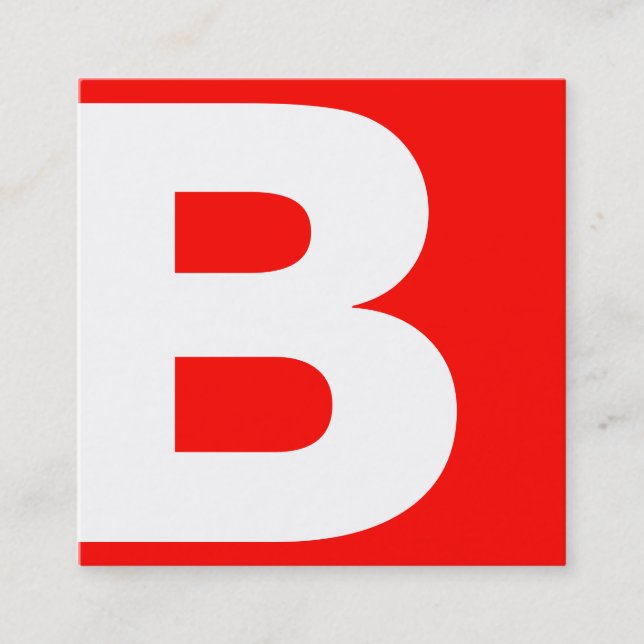 Bold Red Modern Professional Monogram Square Business Card (Front)