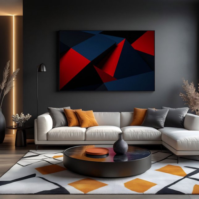 Bold Red Navy Blue Geometric Abstract Canvas Print (Creator Uploaded)