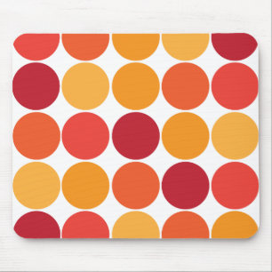 Bold Red Orange Big Polka Dots Circles Pattern Mouse Pad