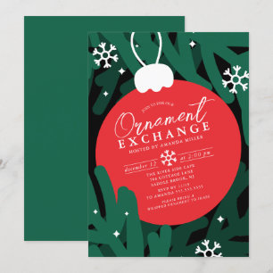 Bold Red Ornament Exchange Invitation