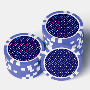 Bold Red, Patriotic Blue, and White Stars  Poker Chips