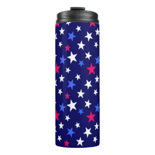 Bold Red, Patriotic Blue, and White Stars Thermal Tumbler