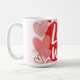 Bold Red Pink "Love is the Answer" Graphic Tee Coffee Mug