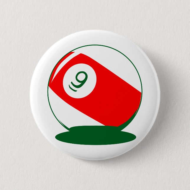 Bold Red Pool Ball Buttons–Classic Billiard Patces 2 Inch Round Button (Front)