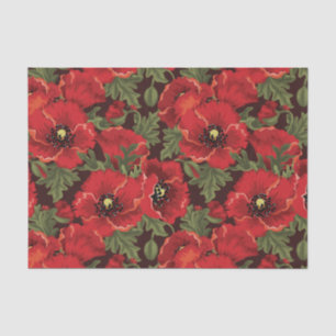 BOLD Red Poppies and Ladybug Modern Floral Pattern Tissue Paper