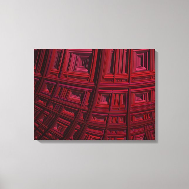Bold Red Rectangle Geometric Fractal Pattern Canvas Print (Front)