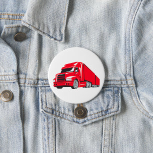 Bold Red Semi-Truck Big Rig Trucker  3 Inch Round Button