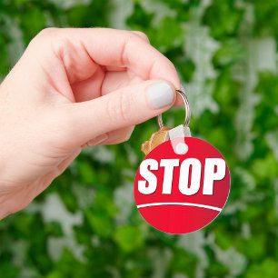 Bold Red Stop Sign Keychain