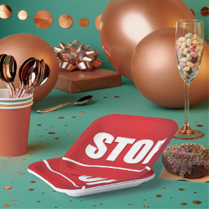Bold Red Stop Sign Paper Plate