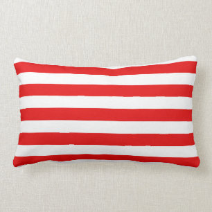 Bold Red Stripes Pillow, Nautical, Mix and Match Lumbar Pillow