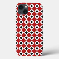 Bold Red, White, Black Diamond Pattern