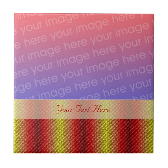 Bold Red Yellow Stripes Your Photo Tile (Front)