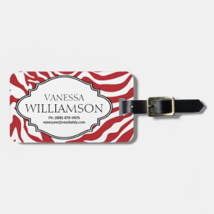 Bold RED Zebra Stripe Pattern Personalized Luggage Tag