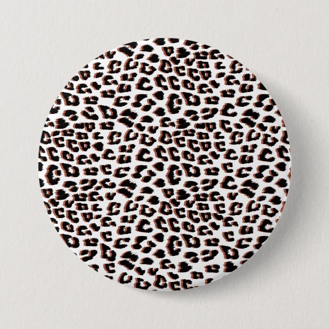 Bold Reddish Brown Leopard Print 3 Inch Round Button (Front)