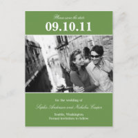 Bold Reminder Save The Date Postcard (Green)