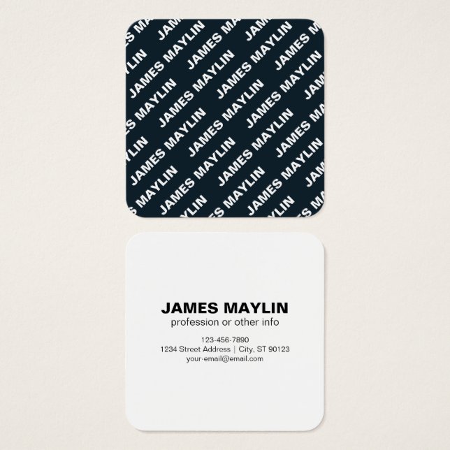 Bold Repeating Editable Name | Simple Black White (Front & Back)