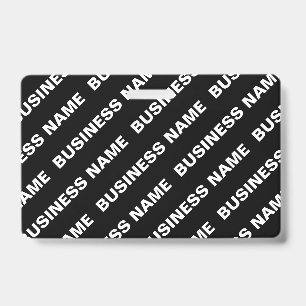 Bold Repeating Editable Name Simple Black White Badge