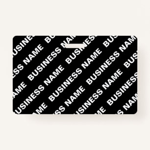 Bold Repeating Editable Name   Simple Black White Badge