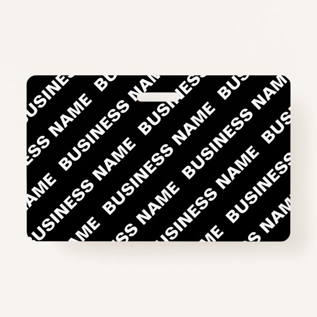 Bold Repeating Editable Name | Simple Black White Badge (Front)