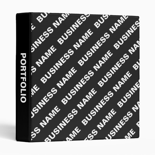 Bold Repeating Editable Name | Simple Black White Binder (Front/Spine)