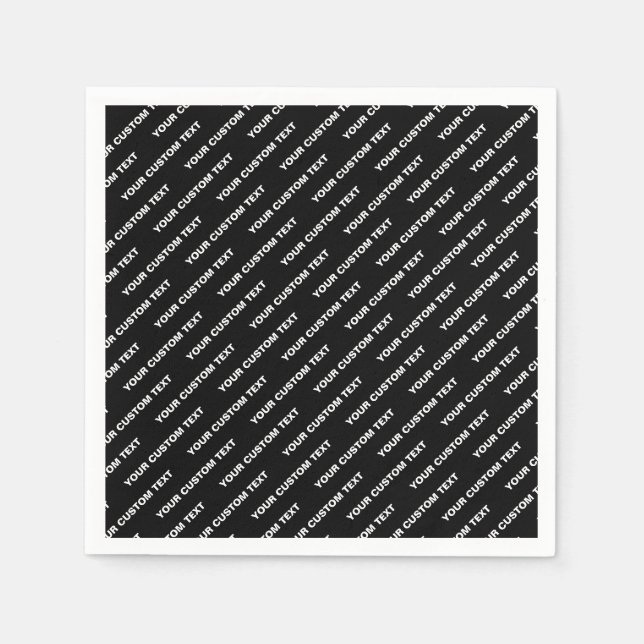 Bold Repeating Editable Name | Simple Black White Napkin (Front)