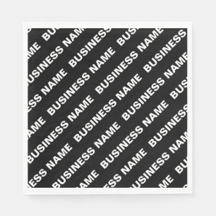 Bold Repeating Editable Name Simple Black White Napkin