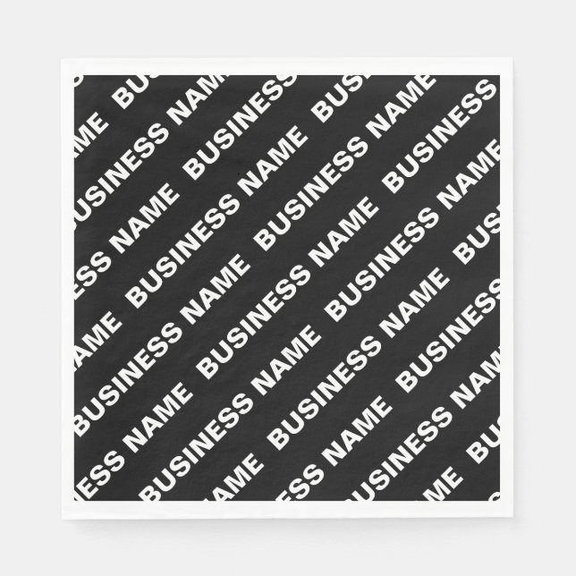 Bold Repeating Editable Name | Simple Black White Napkin (Front)