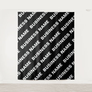 Bold Repeating Editable Name   Simple Black White Tapestry