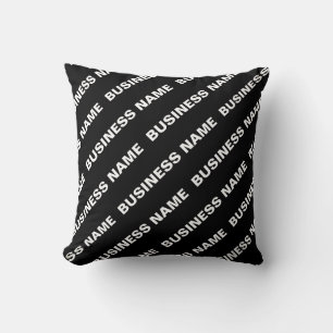 Bold Repeating Editable Name   Simple Black White Throw Pillow