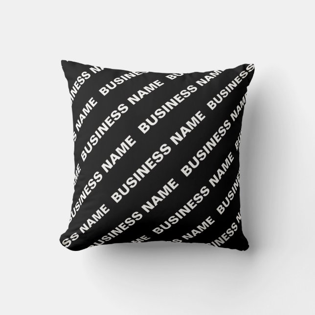 Bold Repeating Editable Name | Simple Black White Throw Pillow (Front)