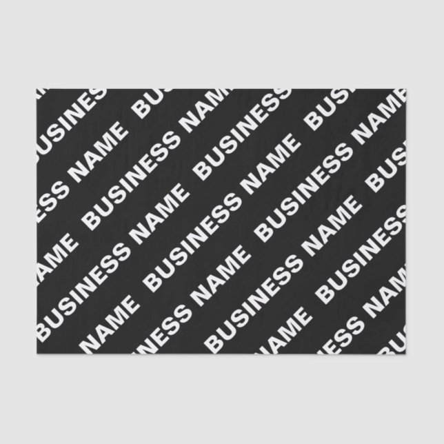 Bold Repeating Editable Name | Simple Black White Tissue Paper (Front)