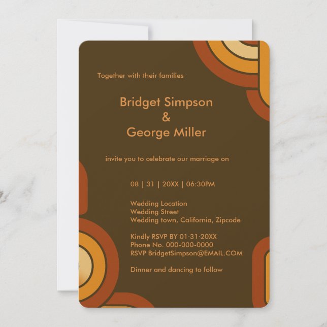 Bold Retro 1970s Wedding  Invitation (Front)