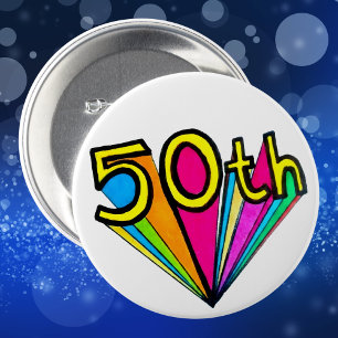 Bold Retro 50th Birthday Celebration Design 3 Inch Round Button