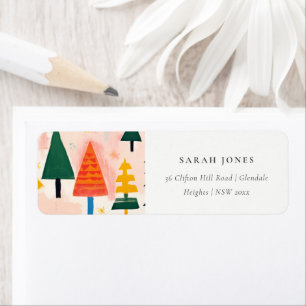 Bold Retro Abstract Christmas Landscape Address