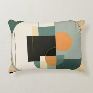 Bold Retro: Abstract Circles & Rectangles Accent Pillow