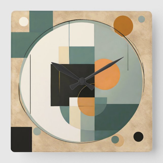 Bold Retro: Abstract Circles & Rectangles  Square Wall Clock (Front)
