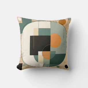 Bold Retro: Abstract Circles & Rectangles Throw Pillow