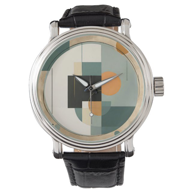Bold Retro: Abstract Circles & Rectangles  Watch (Front)
